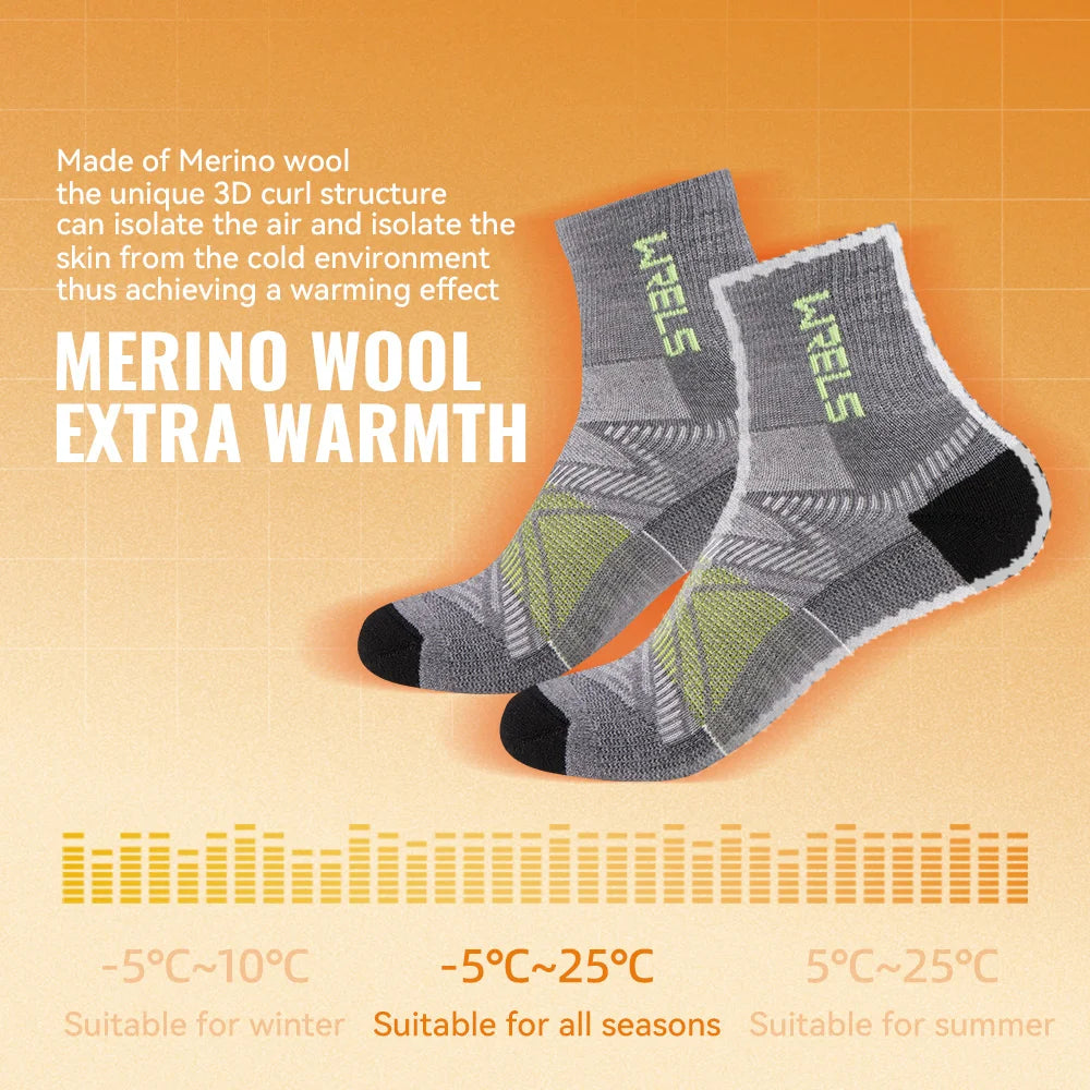 Merino Wool Compression Hiking & Running Outdoor Socks – Thick Cushioned, Moisture-Wicking & Breathable Ankle Support Socks