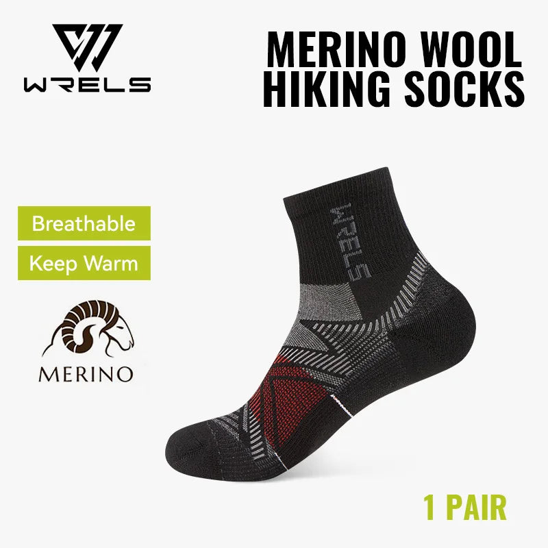 Merino Wool Compression Hiking & Running Outdoor Socks – Thick Cushioned, Moisture-Wicking & Breathable Ankle Support Socks