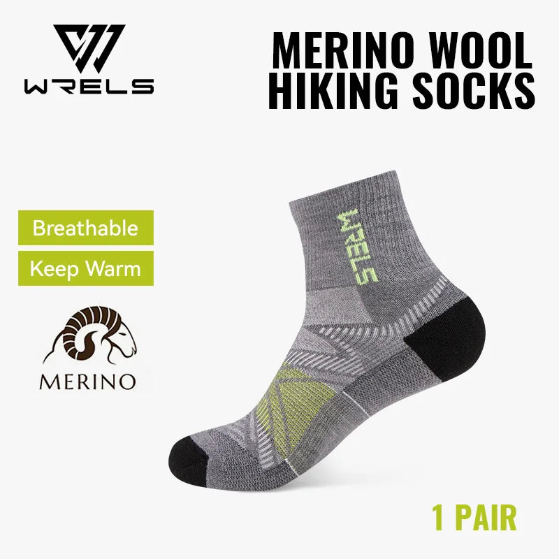 Merino Wool Compression Hiking & Running Outdoor Socks – Thick Cushioned, Moisture-Wicking & Breathable Ankle Support Socks