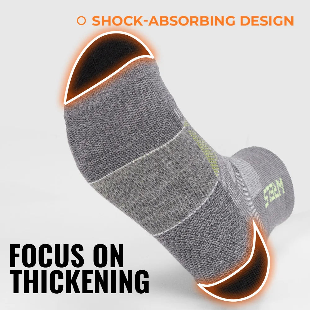 Merino Wool Compression Hiking & Running Outdoor Socks – Thick Cushioned, Moisture-Wicking & Breathable Ankle Support Socks