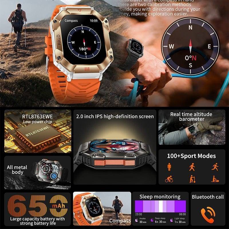 620mAh large battery durable military smart watch0