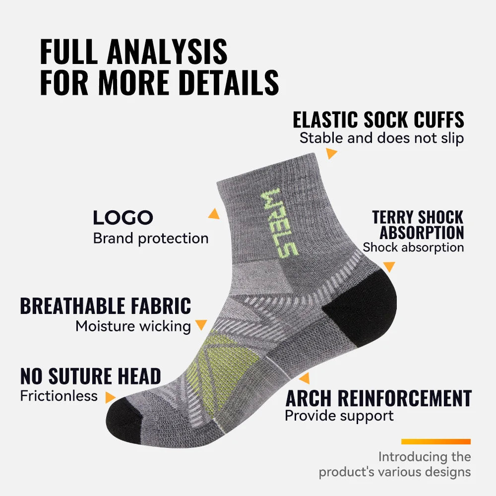 Merino Wool Compression Hiking & Running Outdoor Socks – Thick Cushioned, Moisture-Wicking & Breathable Ankle Support Socks