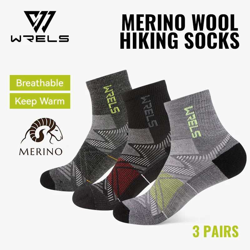 Merino Wool Compression Hiking & Running Outdoor Socks – Thick Cushioned, Moisture-Wicking & Breathable Ankle Support Socks