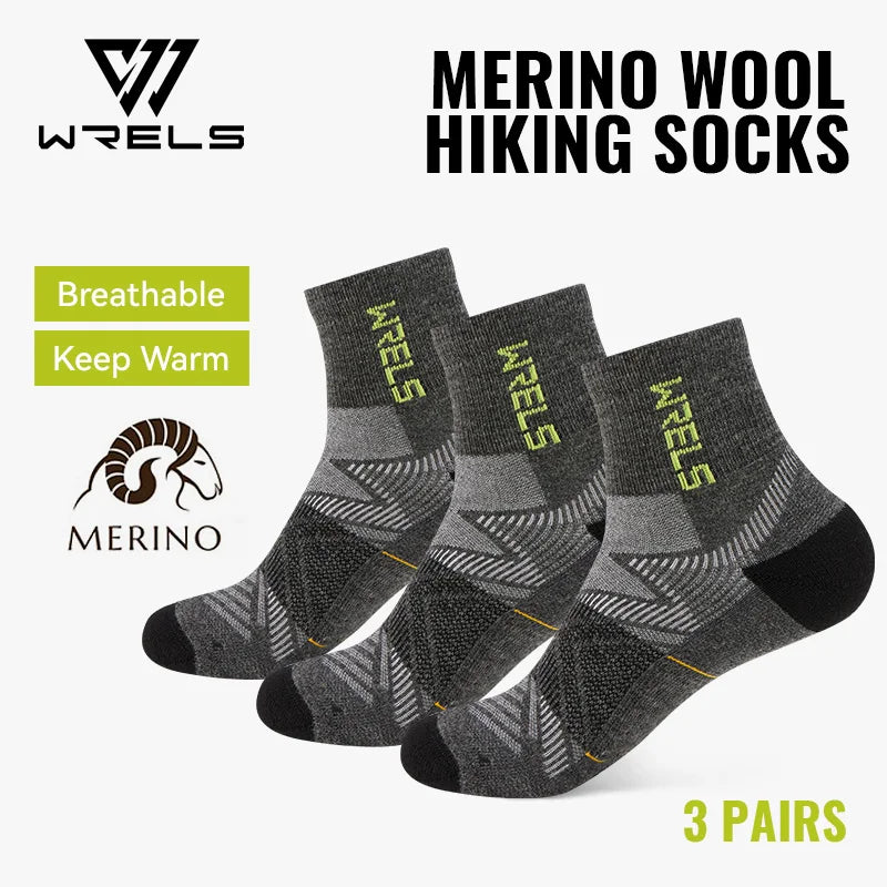 Merino Wool Compression Hiking & Running Outdoor Socks – Thick Cushioned, Moisture-Wicking & Breathable Ankle Support Socks