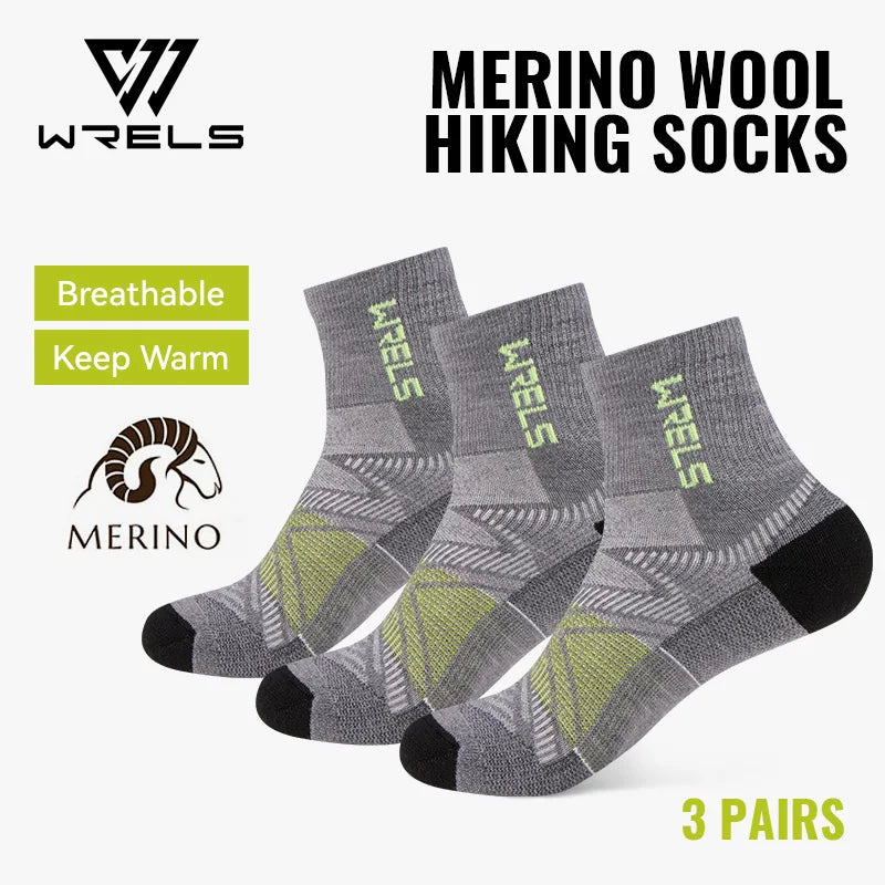 Merino Wool Compression Hiking & Running Outdoor Socks – Thick Cushioned, Moisture-Wicking & Breathable Ankle Support Socks