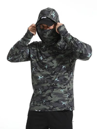 Thumbnail for Men's UV-Protective Hooded Fishing Shirt – Breathable, Quick-Dry Outdoor Performance Hoodie with Built-In Mask