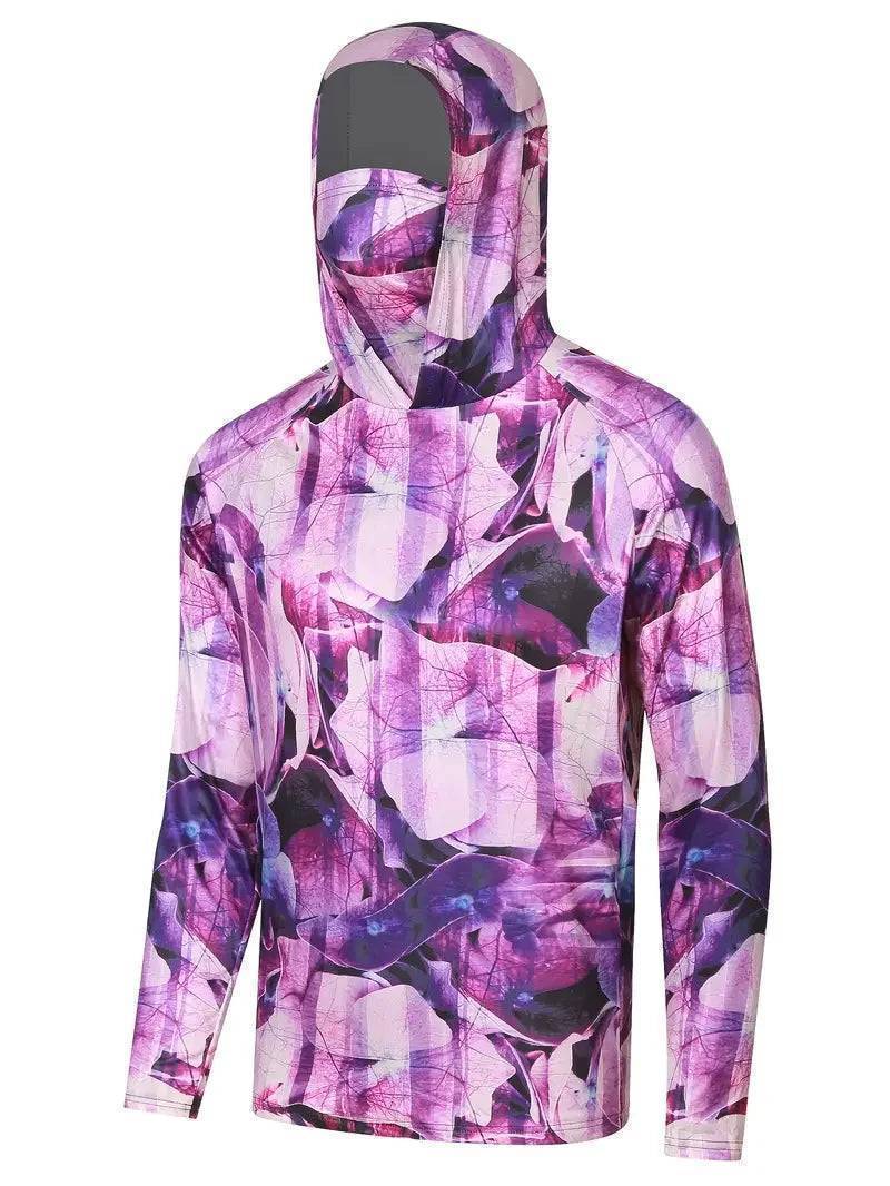 Men's UV-Protective Hooded Fishing Shirt – Breathable, Quick-Dry Outdoor Performance Hoodie with Built-In Mask