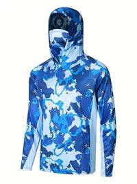 Thumbnail for Men's UV-Protective Hooded Fishing Shirt – Breathable, Quick-Dry Outdoor Performance Hoodie with Built-In Mask