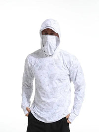 Thumbnail for Men's UV-Protective Hooded Fishing Shirt – Breathable, Quick-Dry Outdoor Performance Hoodie with Built-In Mask
