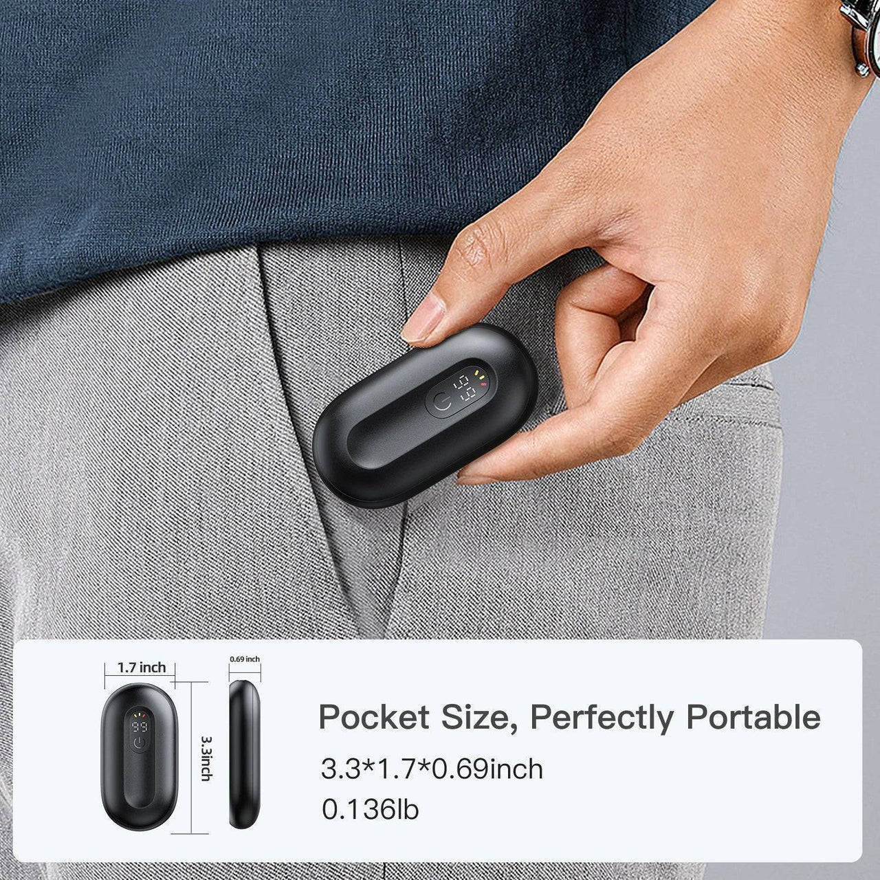 🔥 2-in-1 Rechargeable Magnetic Hand Warmers with Digital Display – Portable Pocket Heater, Fast Heating & Long-Lasting Warmth (2 Pack)