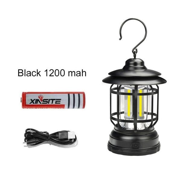 Survival Gears Depot Black-Charging Retro Portable Camping 3 Modes Rechargeable Light
