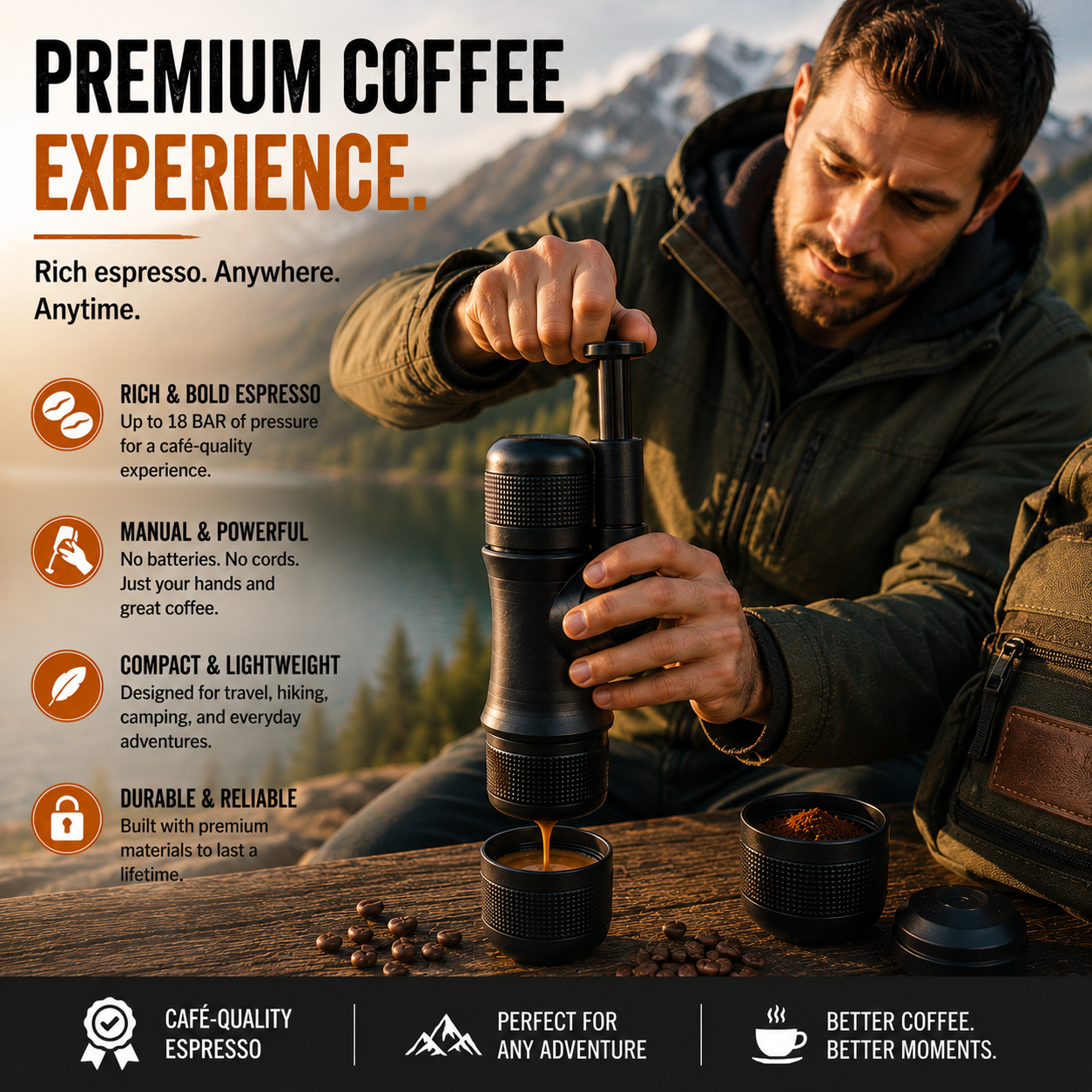 JavaJet Portable Manual Espresso Maker: Enjoy Perfect Espresso Anywhere!