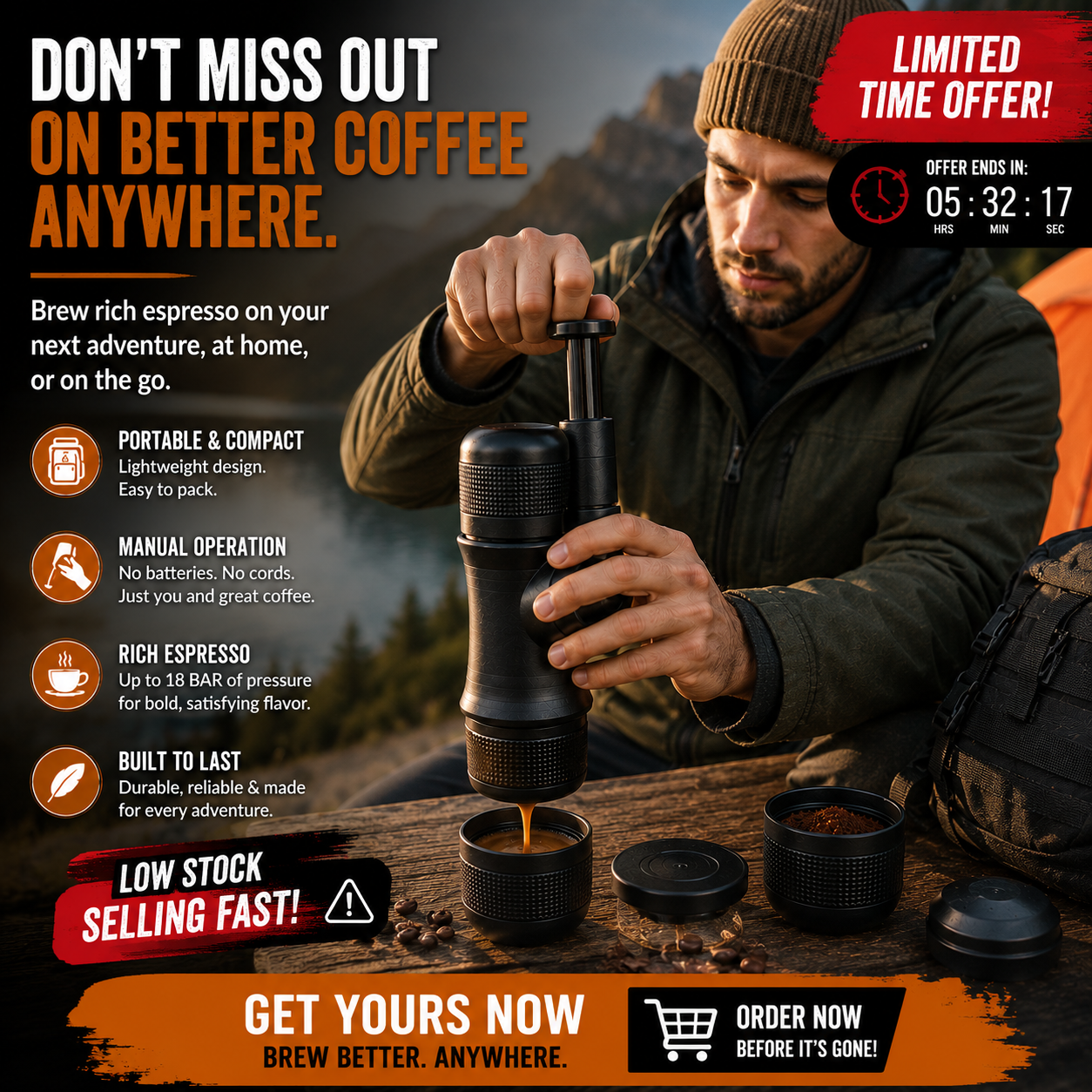 JavaJet Portable Manual Espresso Maker: Enjoy Perfect Espresso Anywhere!