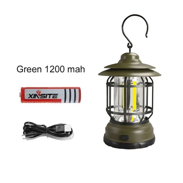 Survival Gears Depot Green-Charging Retro Portable Camping 3 Modes Rechargeable Light