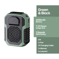 Thumbnail for Survival Gears Depot Home Appliances Dark Green 6000mAh  Portable Rechargeable Neck/Waist Fan
