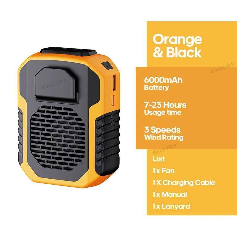 Survival Gears Depot Home Appliances Orange 6000mAh  Portable Rechargeable Neck/Waist Fan
