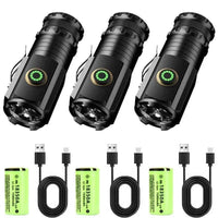 Thumbnail for Survival Gears Depot Lights & Lighting black 3PCS USB Rechargeable LED Flashlight With Magnet for Hiking Camping