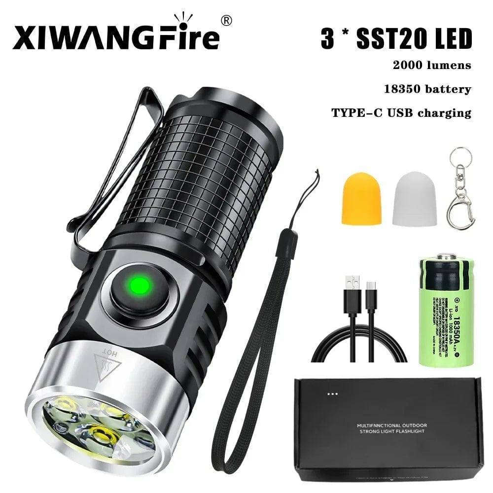 Survival Gears Depot Lights & Lighting Cold White USB Rechargeable LED Flashlight With Magnet for Hiking Camping