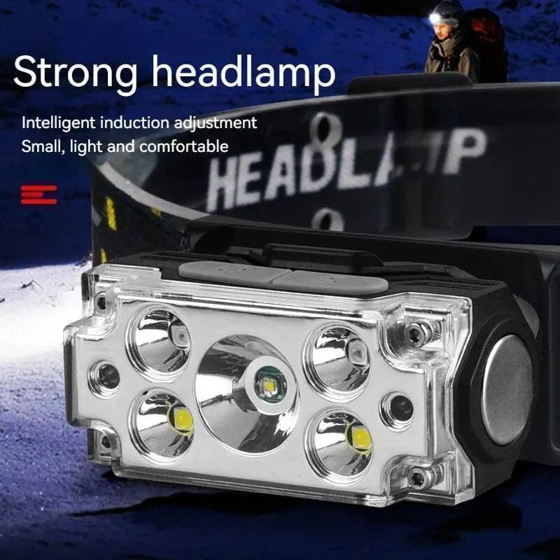 Survival Gears Depot Lights & Lighting Sensor Headlamp / T132 Mini 5LED USB Rechargeable Headlamp with Motion Sensor