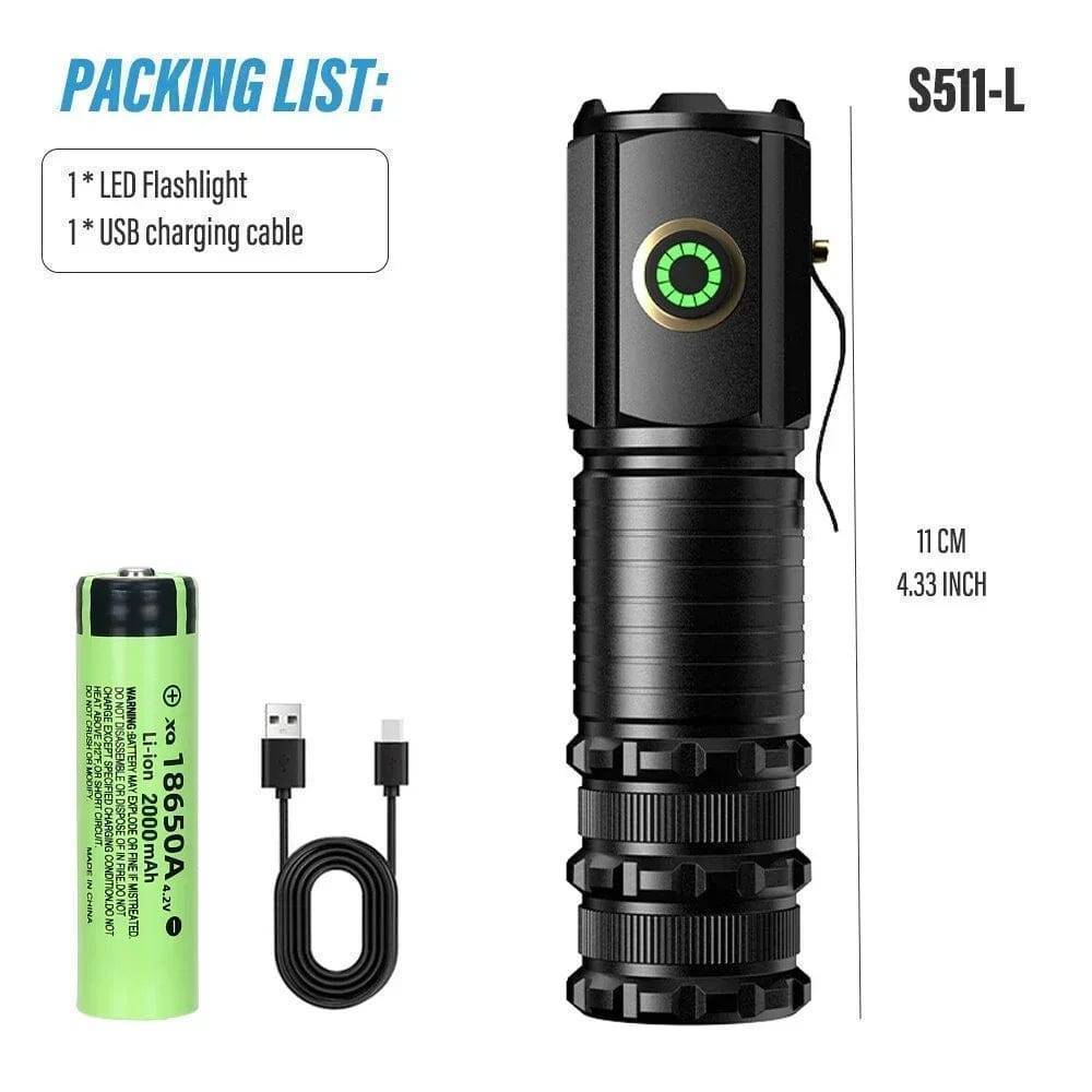 Survival Gears Depot Lights & Lighting WHITE USB Rechargeable LED Flashlight With Magnet for Hiking Camping