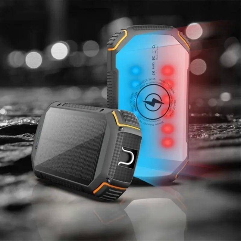 Survival Gears Depot Phones & Telecommunications 20000mAh Solar Power Bank with Fast Charging, Waterproof Design, and Red Warning Light for Emergency Situations
