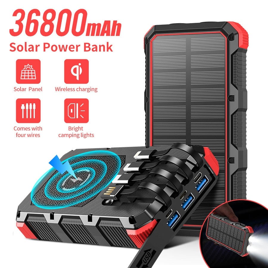 Survival Gears Depot Phones & Telecommunications Red||14 / 30001mAh-50000mAh||200001063 Efficient and Reliable 36800mAh Portable Wireless Quick Charger - Never Run Out of Power Again