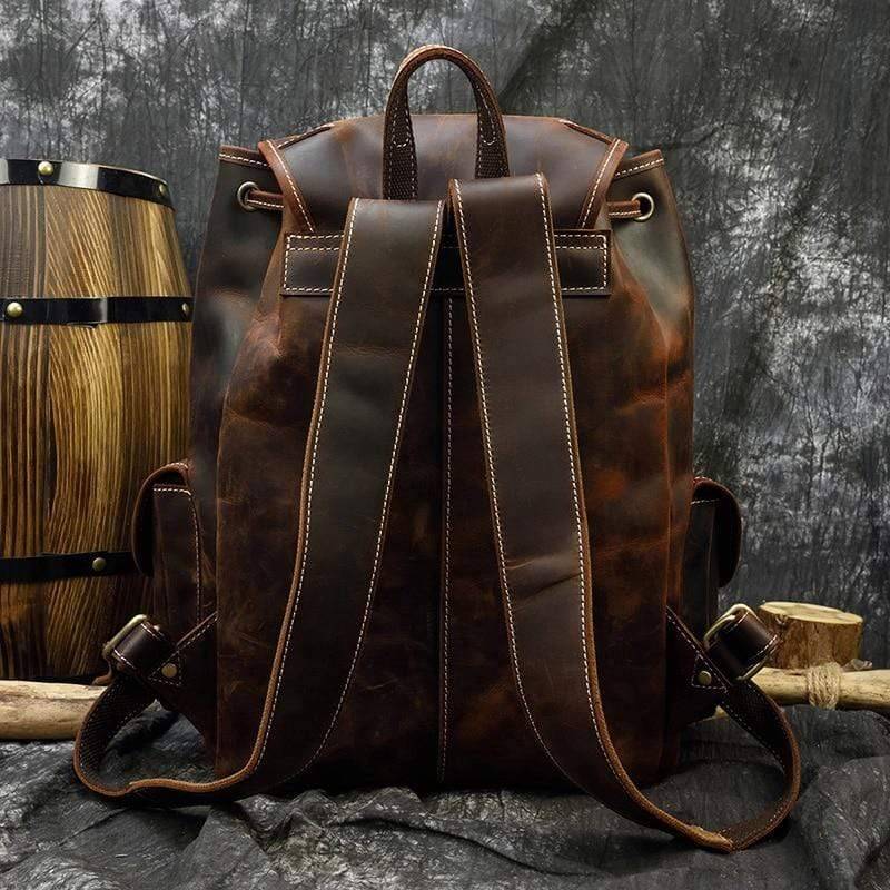 Camping genuine leather thick backpack for outdoor activities0