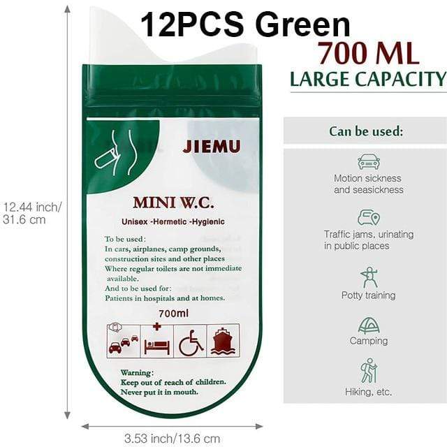 Wiio 12Pcs Green Portable Mini Urinal Bag