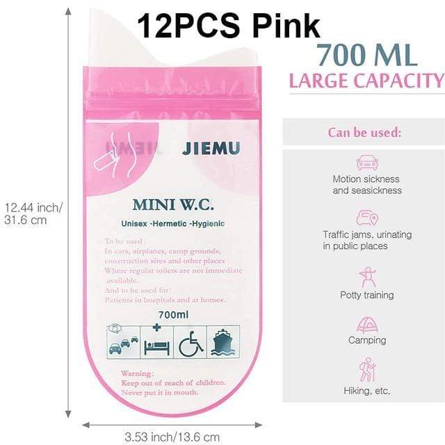 Wiio 12Pcs Pink Portable Mini Urinal Bag