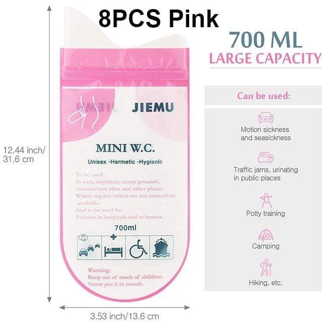 Wiio 8Pcs Pink Portable Mini Urinal Bag