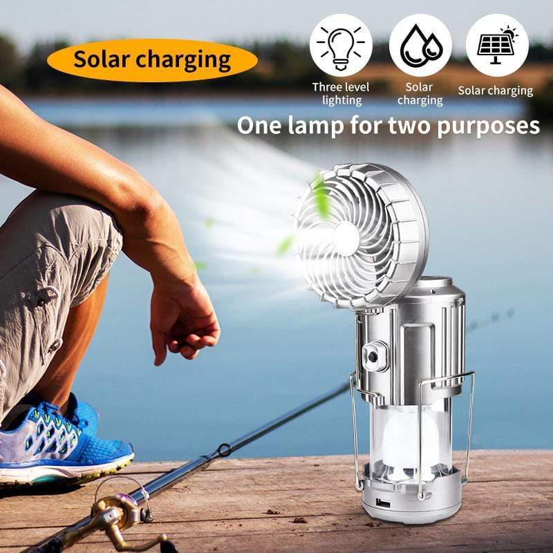 Survival Gears Depot Air Conditioner Fans Solar Fan Light & Rechargeable Emergency Camping Light