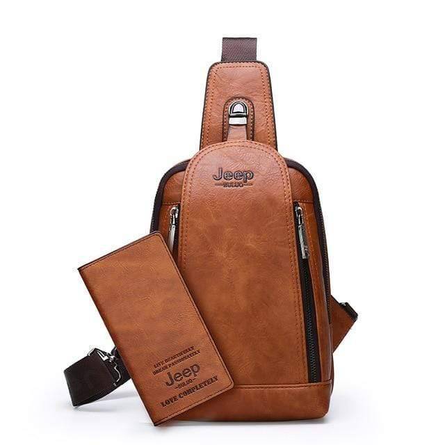 Survival Gears Depot Backpacks 881-8888-Orange Durable Travel & Hiking Cross Body Shoulder Large Capacity Leather Sling Bag