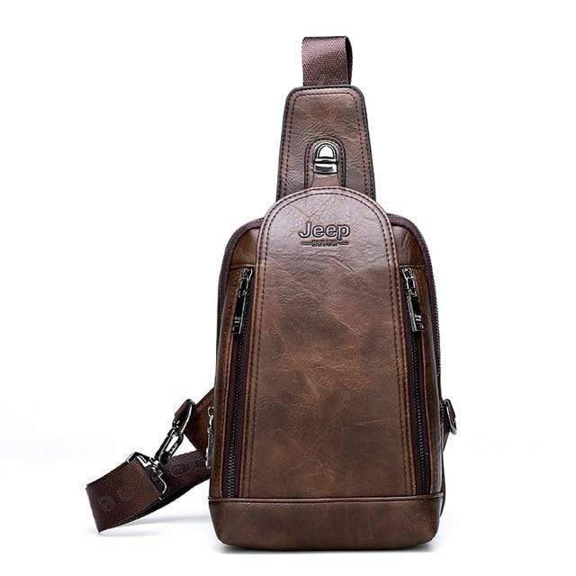 Survival Gears Depot Backpacks 881-Brown Durable Travel & Hiking Cross Body Shoulder Large Capacity Leather Sling Bag