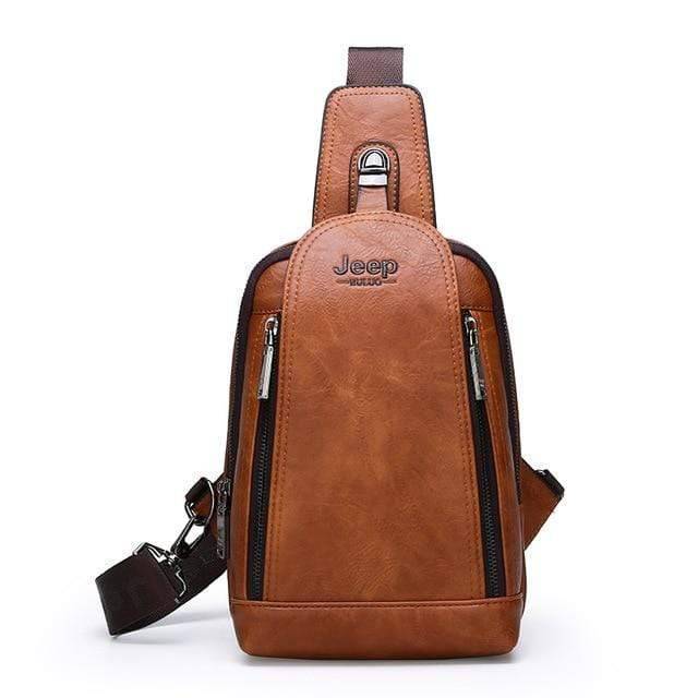Survival Gears Depot Backpacks 881-Orange Durable Travel & Hiking Cross Body Shoulder Large Capacity Leather Sling Bag