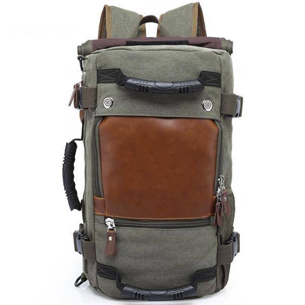 Men Canvas Travel Backpack, Army green Men Canvas Travel Backpack, Army green