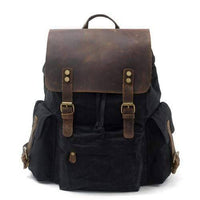 Thumbnail for Survival Gears Depot Backpacks Black Top Luxury Large Capacity Waterproof Canvas Leather Unisex Backpacks