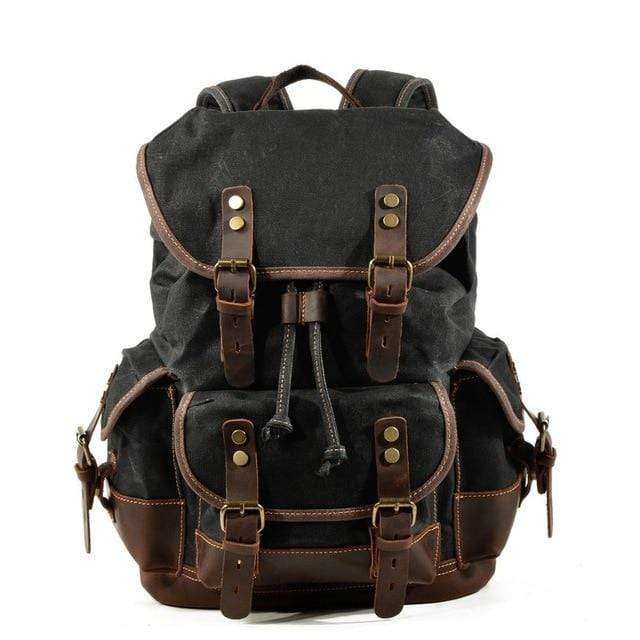 Survival Gears Depot Backpacks Black Waterproof Waxed Canvas Backpack / Leisure Rucksack