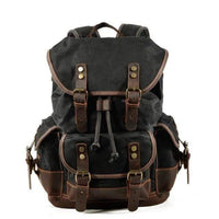 Thumbnail for Survival Gears Depot Backpacks Black Waterproof Waxed Canvas Backpack / Leisure Rucksack
