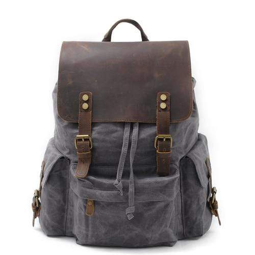 Survival Gears Depot Backpacks Gray Top Luxury Large Capacity Waterproof Canvas Leather Unisex Backpacks