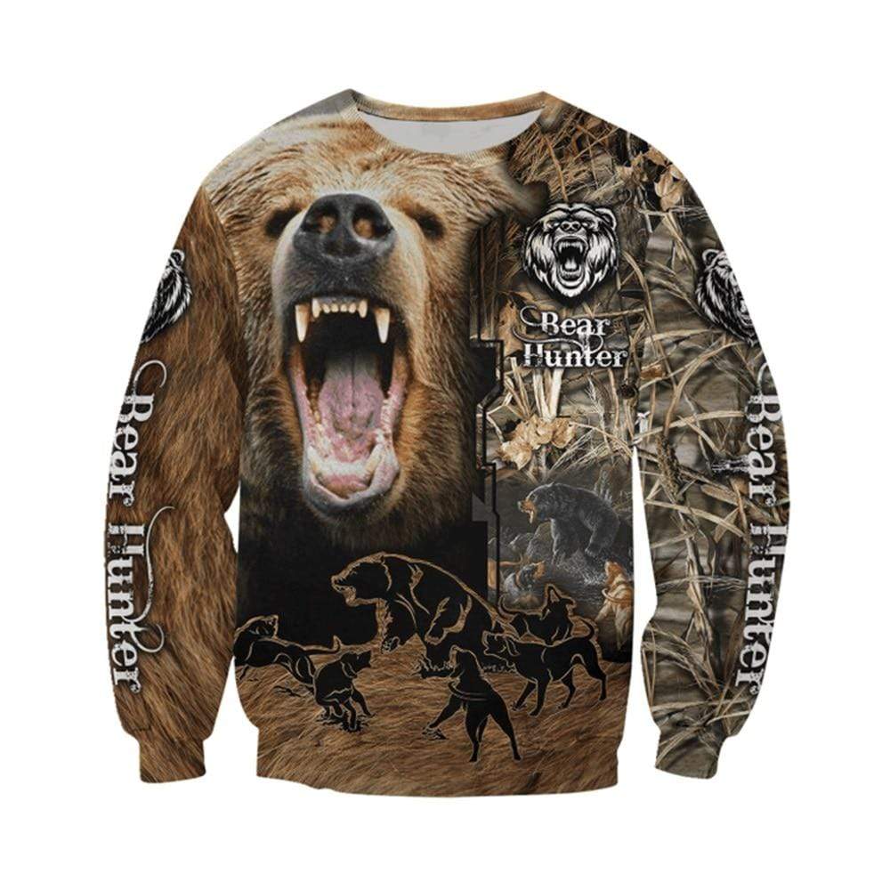 Survival Gears Depot Bear Hunting Camo 3D Printed Hoodies Sweatshirt