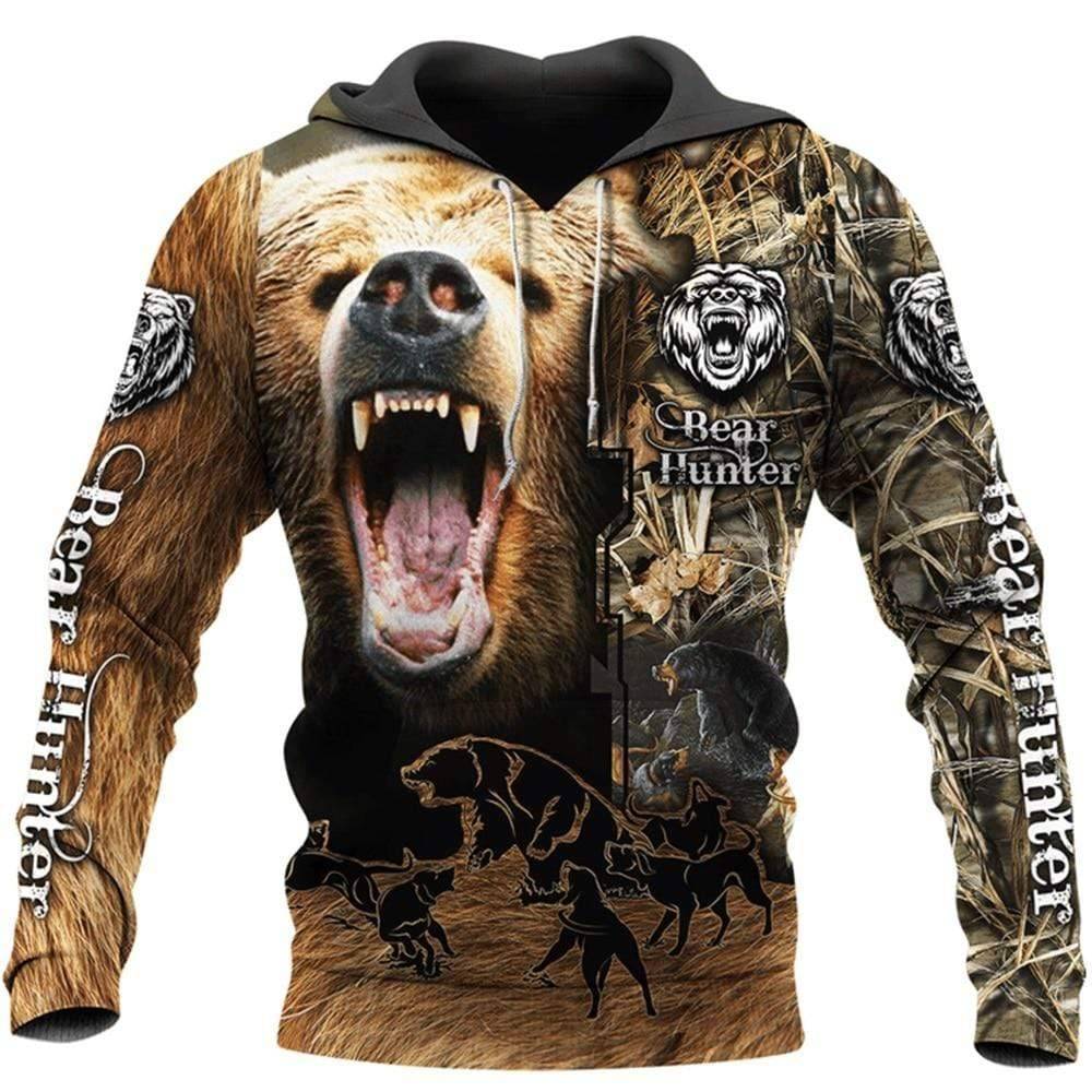 Bear Hunting Camo 3D Printed Hoodie Sweatshirt4