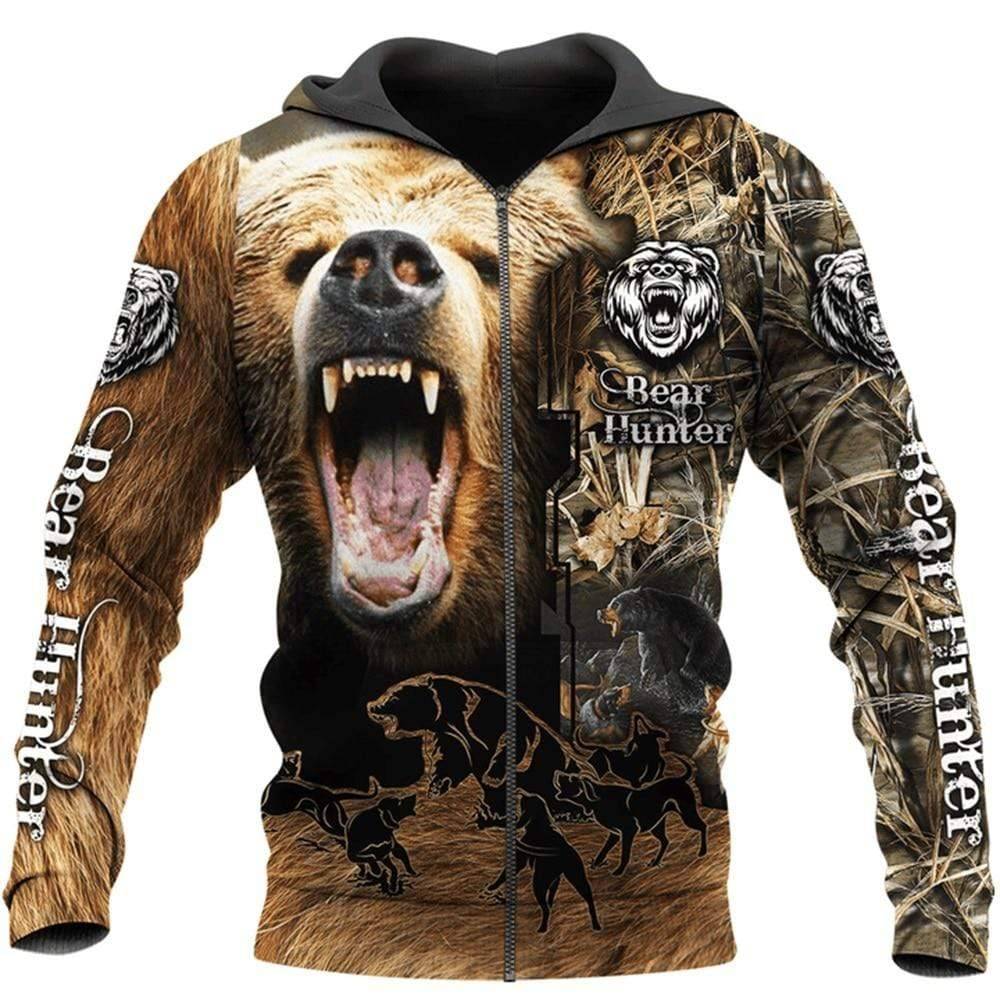 Bear Hunting Camo 3D Printed Hoodie Sweatshirt0