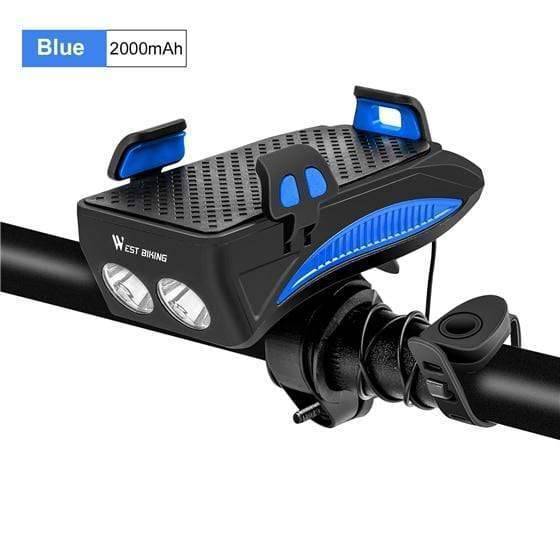 Survival Gears Depot Bicycle Light 2000mAh Blue Multi-function Bike Light With Phone Holder