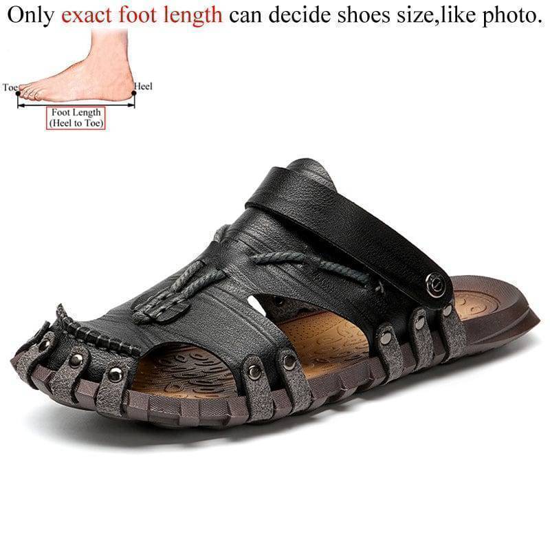 Survival Gears Depot Black / 6.5 Flat Leather Summer Sandals