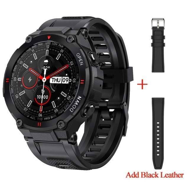 Wiio Black Add black leather Smart Watch Fitness Tracker