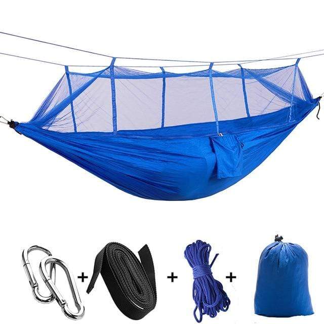 Survival Gears Depot Camping Hammock Blue 1 with mesh Outdoor Portable Camping/Garden Hammock with Mosquito Net