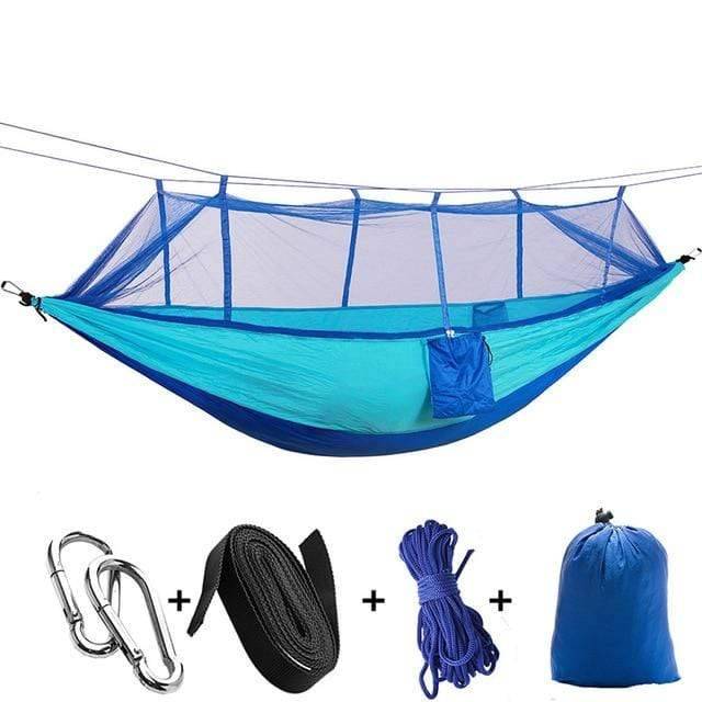 Survival Gears Depot Camping Hammock Blue Sky Blue with mesh Outdoor Portable Camping/Garden Hammock with Mosquito Net