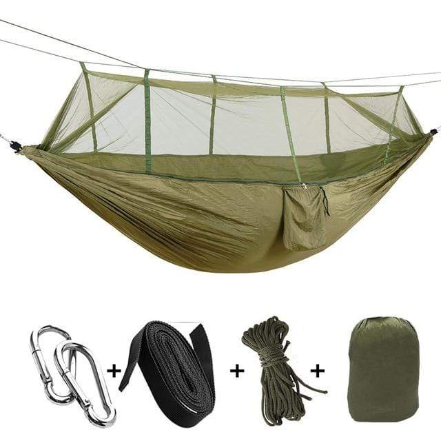 Survival Gears Depot Camping Hammock Green with mesh Outdoor Portable Camping/Garden Hammock with Mosquito Net