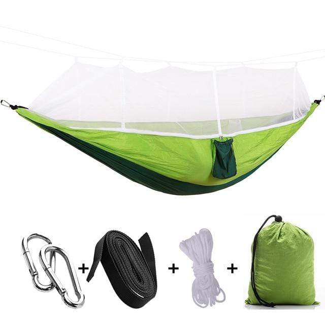 Survival Gears Depot Camping Hammock Light Green 1 with mesh Outdoor Portable Camping/Garden Hammock with Mosquito Net