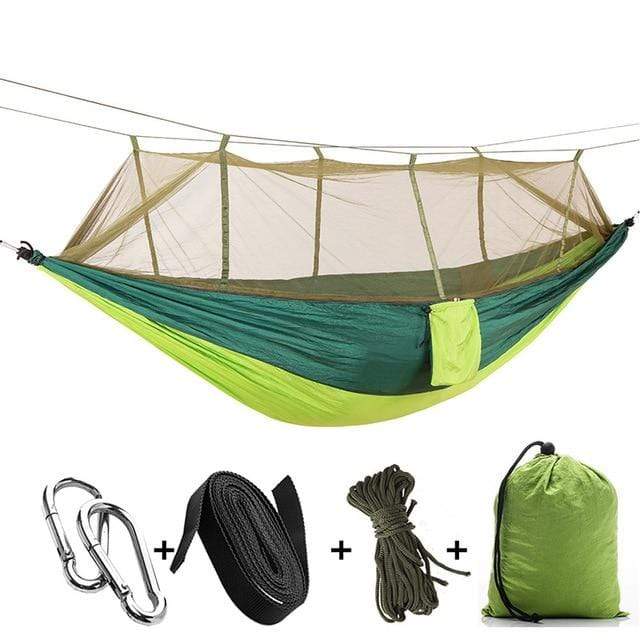 Survival Gears Depot Camping Hammock Light Green 2 with mesh Outdoor Portable Camping/Garden Hammock with Mosquito Net